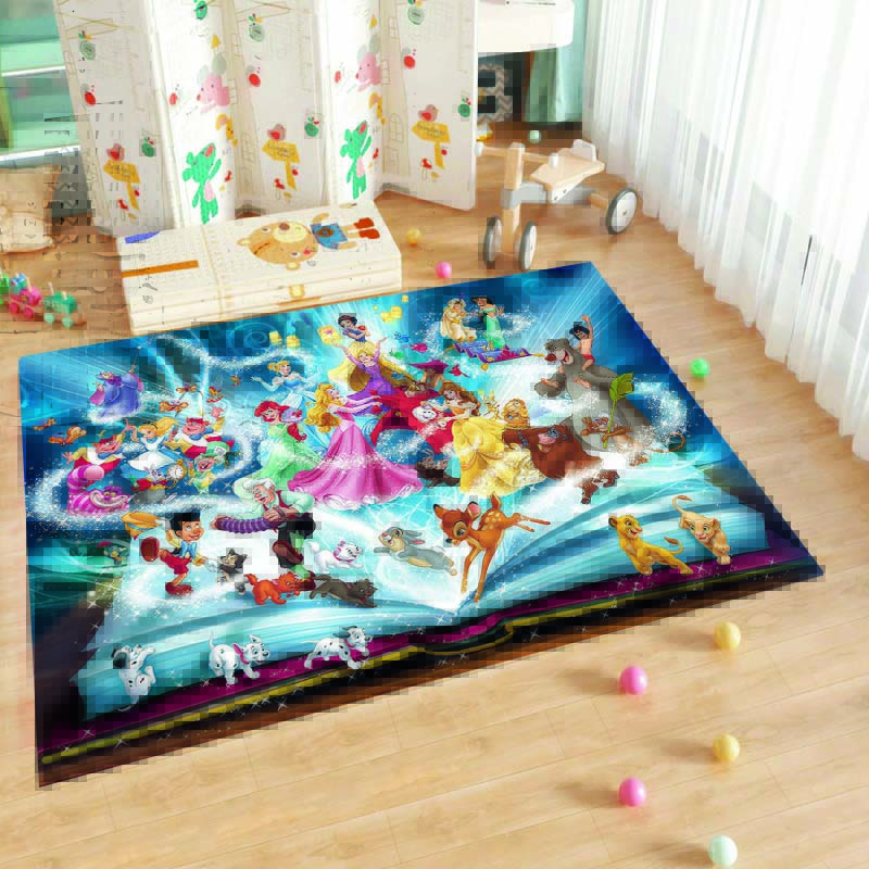 Cute cartoon rug with princess anime pattern, non-slip, machine washable, suitable for living room, bedroom, and home use.-22