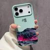 For iPhone 17 16 Pro Max 15 14 13 12 11 Case Mountain Motif Scenery Cover For iPhone 11 16 Plus Faux Leather Funda
