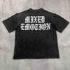 Cross-border beauty tide MIXED EMOTION angel portrait hot diamond short sleeve retro gothic letter heavy pure cotton
