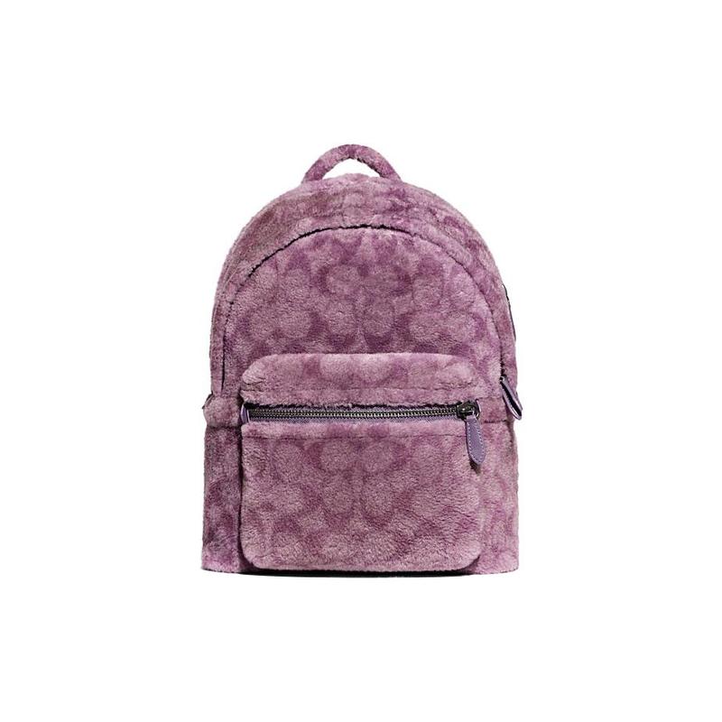

COACH Charter 30 classic presbyopic print zipper closure shearling patchwork school bag backpack backpack women s purple фіолетовий