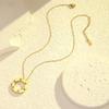 18K Gold-Plated Zircon Disc Necklace - Elegant Titanium Steel Clavicle Chain for Women