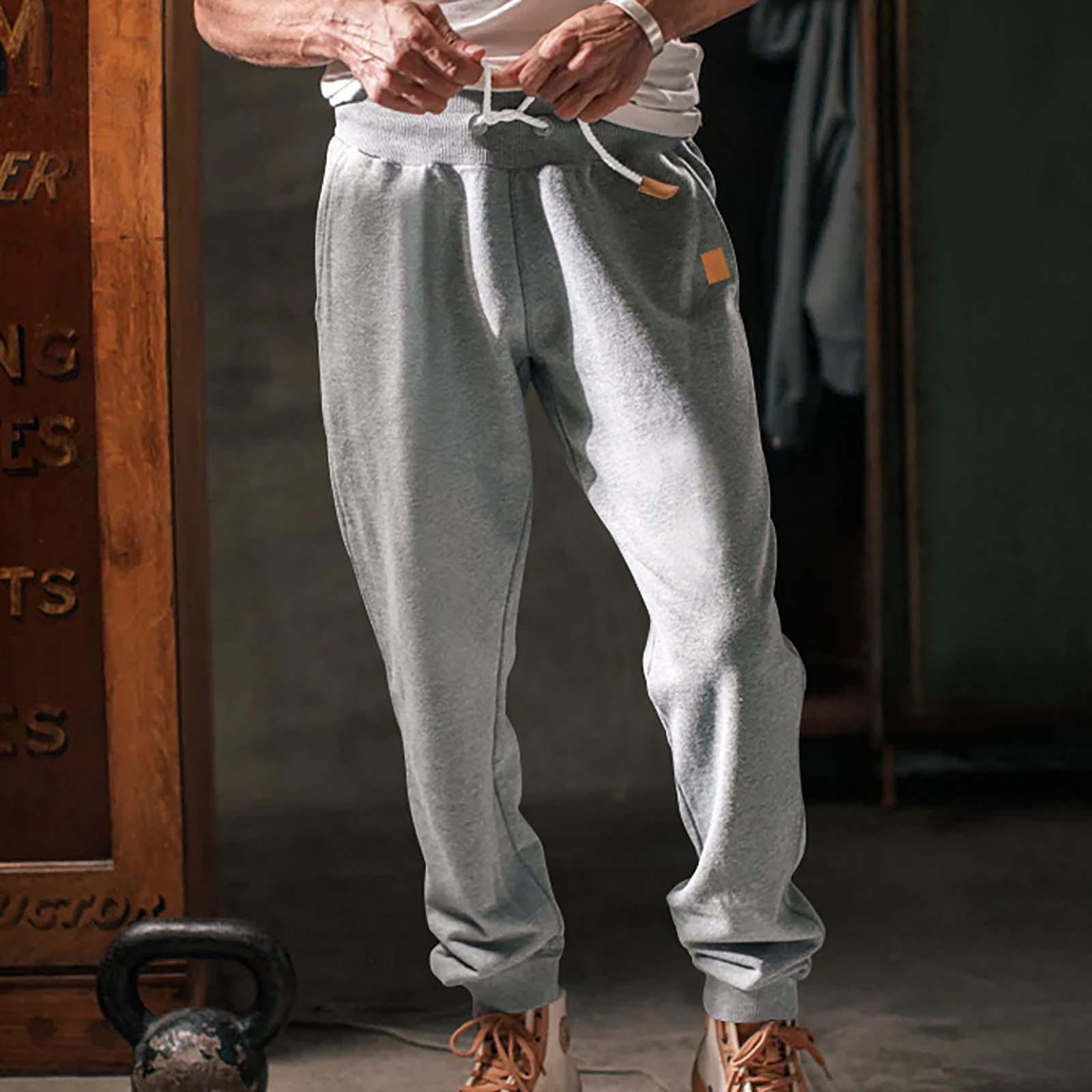 

Мужские спортивные брюки, однотонные повседневные брюки, спортивные штаны, свободные брюки S светло-серый