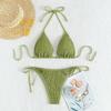 Trend Print Neck Sling Sexy Swimsuit Women's Lace-up Split Swimsuit