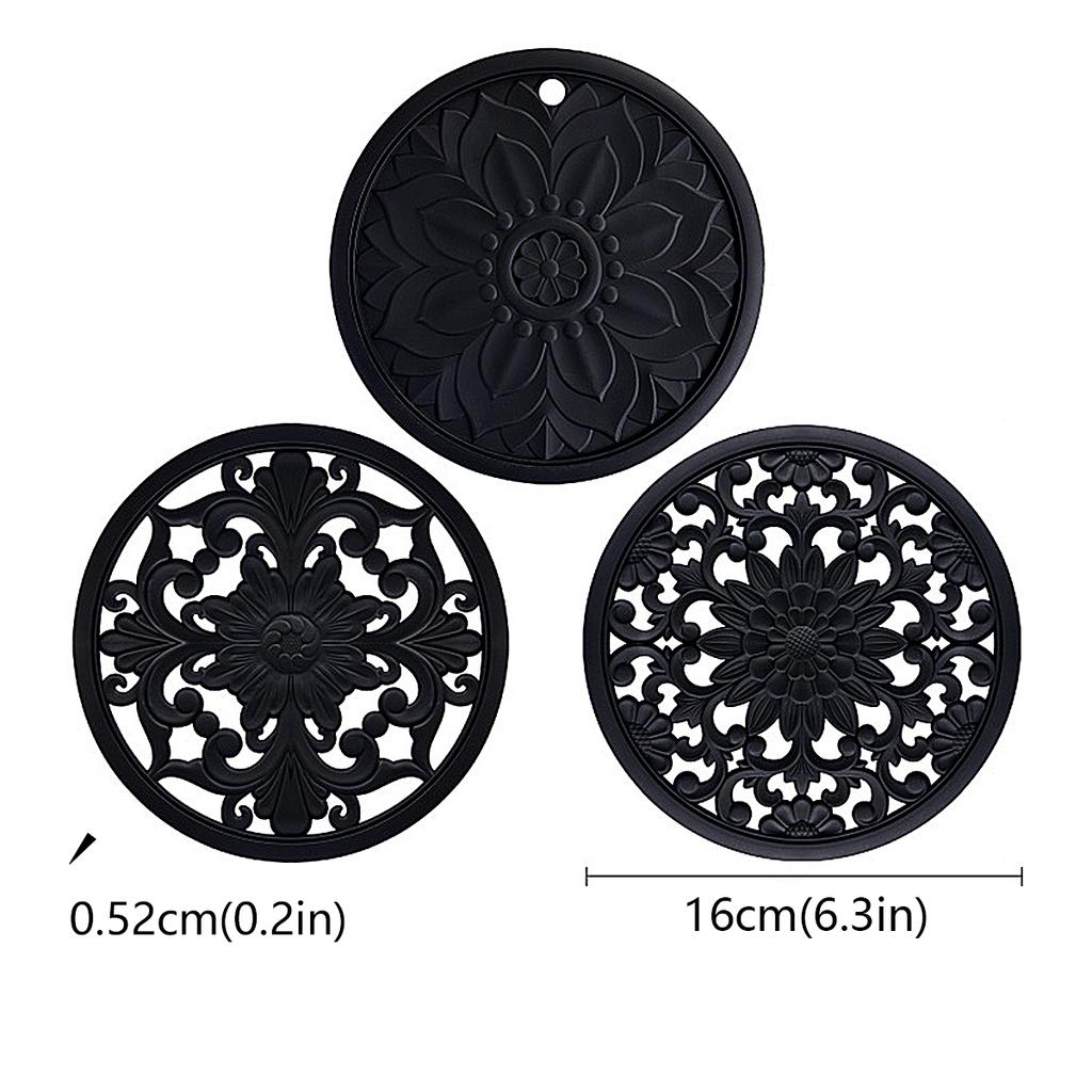 3 adet/set Yeni Çin Tarzı Kesme Silikon Bardak Altlığı Dairesel Yalıtım Pedi Su Filtresi Pedi Yanmaz Mat Mutfak Aksesuarı