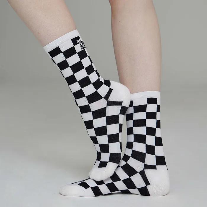 CHECKERBOARD SIGNATURE LOGO SOCKS WHITE