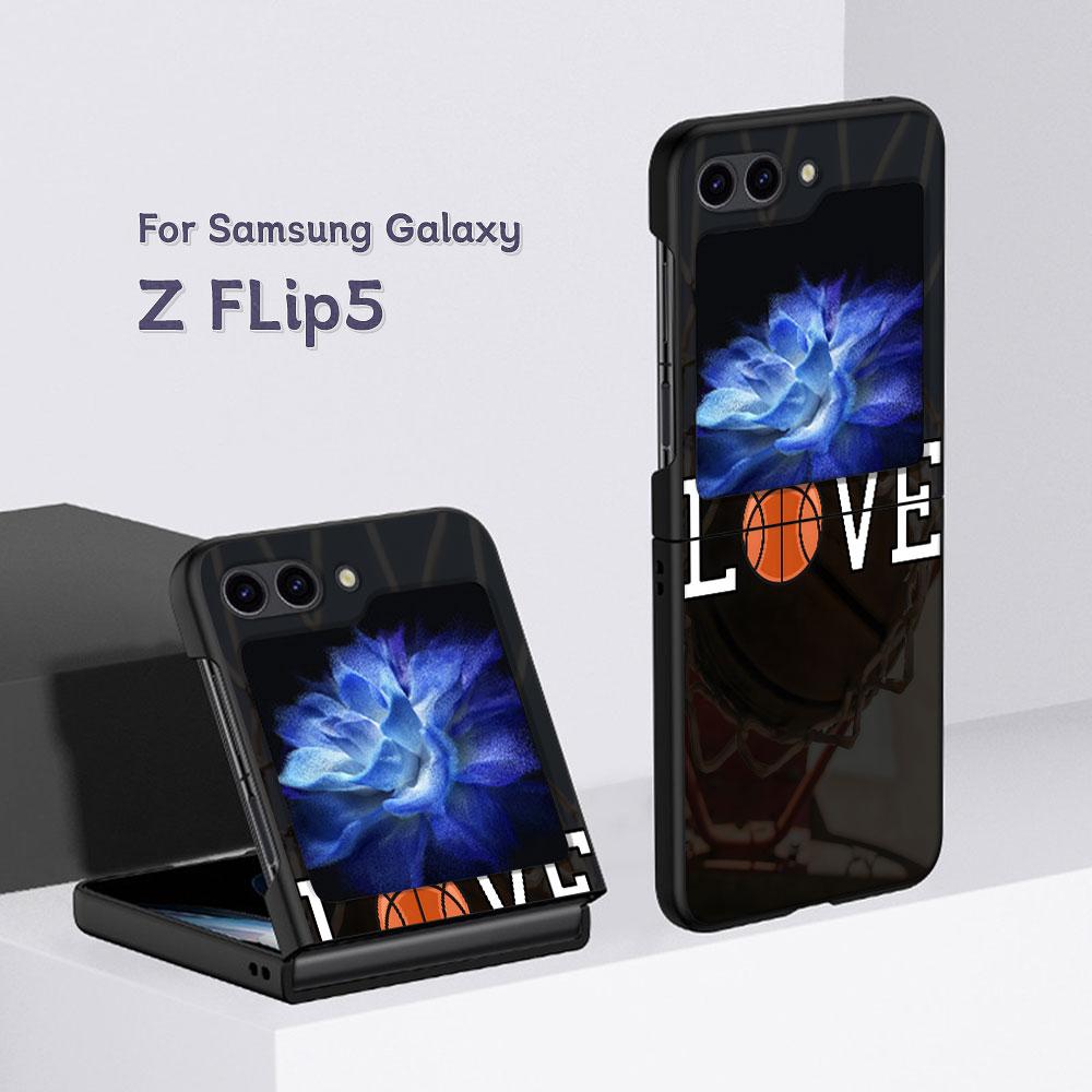 Basket Sports Basketball Case for Samsung Galaxy Z Flip5 Black PC Phone Cover Z Flip 5 5G Hard Luxury Coque Zflip5 Funda Capa