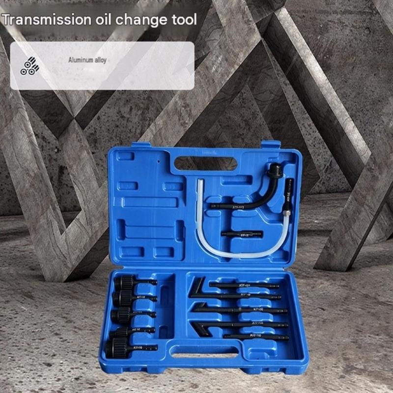Storage Box Transmission Refill Filling Adapter Set with Hose Line, Metal Ends and Oil Adding Use for Vehicle Garage Maintenance Work Today
