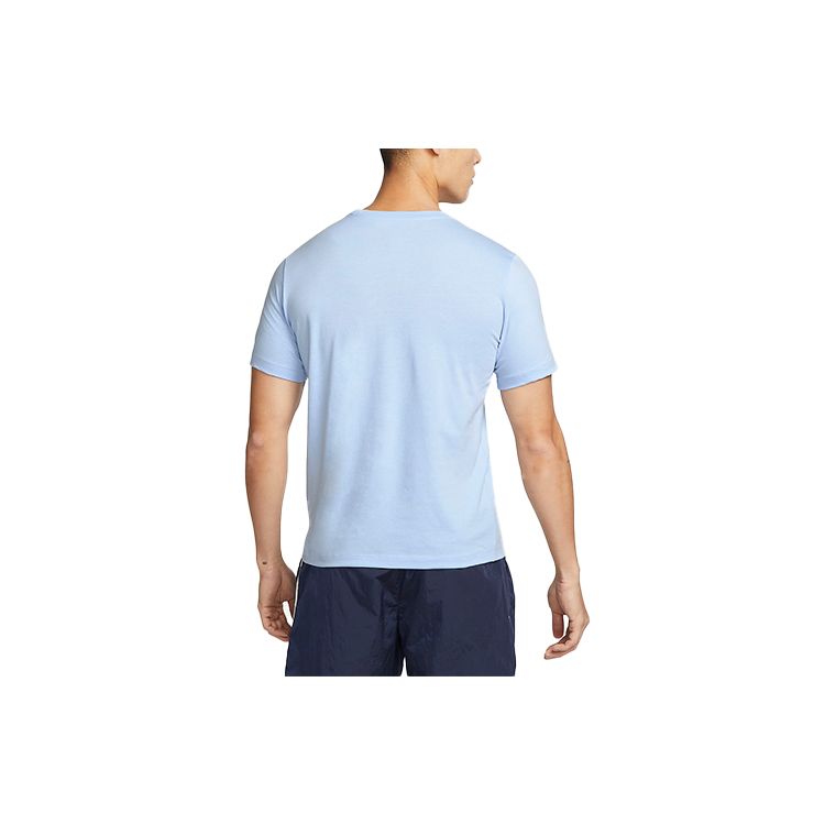 Nike Embroidered Logo Print Crewneck T-Shirt Men Tops Light-Blue AR4999-548
