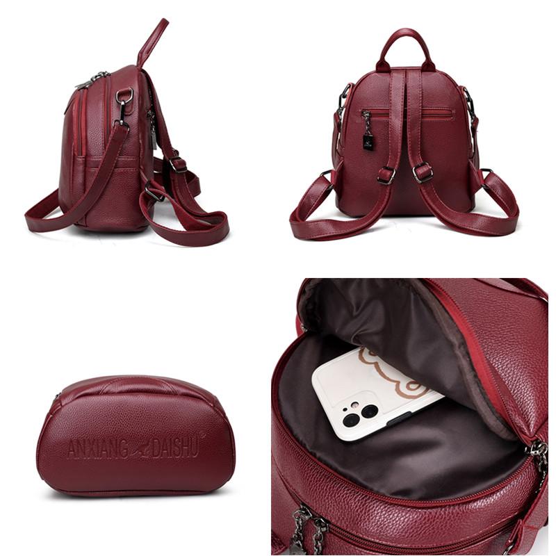 Luxury Brands Mini Backpack Women Solid Color PU Leather Shoulder Bags New Fashion Small School Bags Lady Casual Travel Rucksack