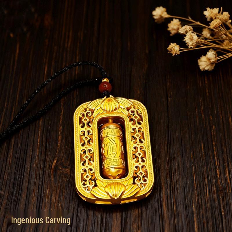 Retro čínský šestislabičný mantra modlitební mlýnek přívěsek - Stylový rotující dutý design pro muže a ženy