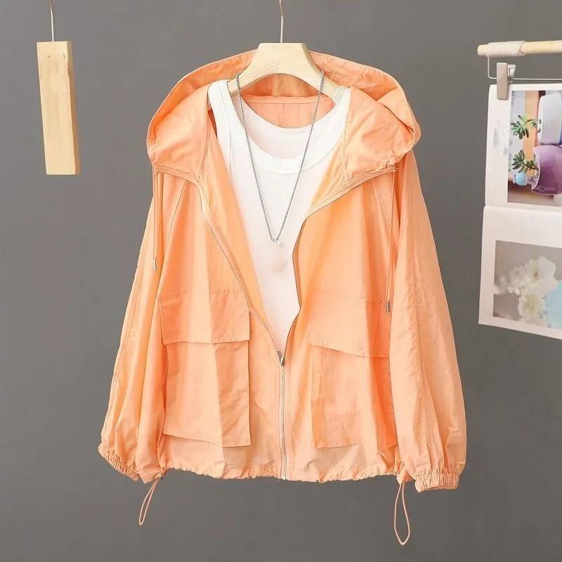 Women Summer Loose Thin Design Breathable Sunscreen Coat Outdoor Thin Quick-Drying Top