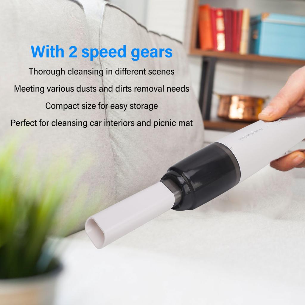 Car Vacuum Cleaner 2 Suction Gears Efficient Filtration High Power Handheld Vacuum Cleaner White