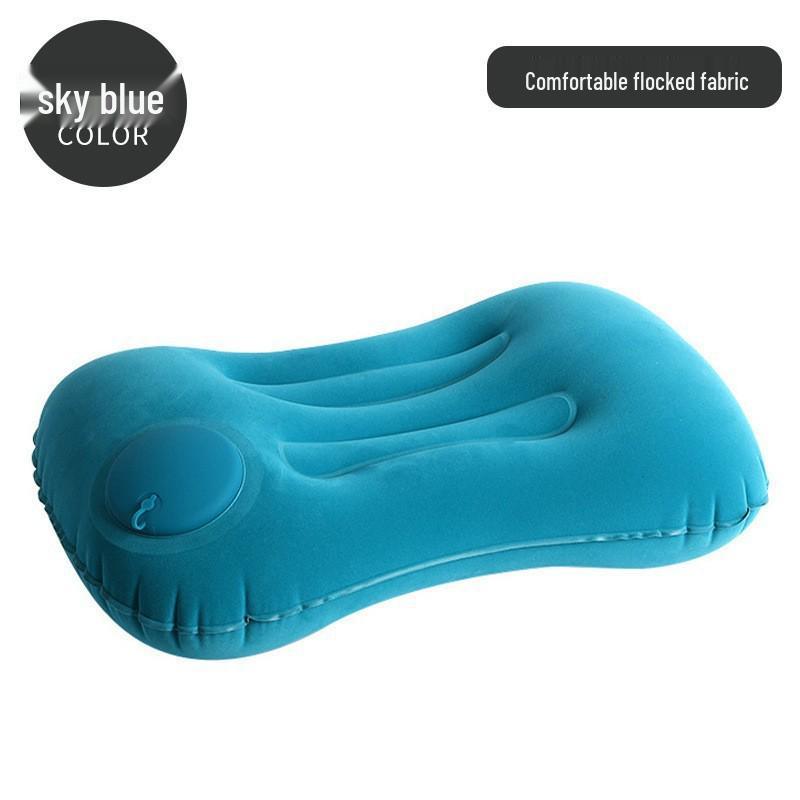 Available: Press-Type Inflatable U-Shaped Travel Neck Pillow for Airplanes and Lunch Breaks.