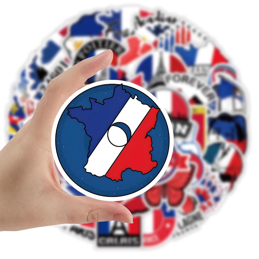 50 Cartoon French Logo Graffiti Stickers for Notebooks, Handbooks, Stationery Boxes, Guitar Handles, Waterproof Stickers