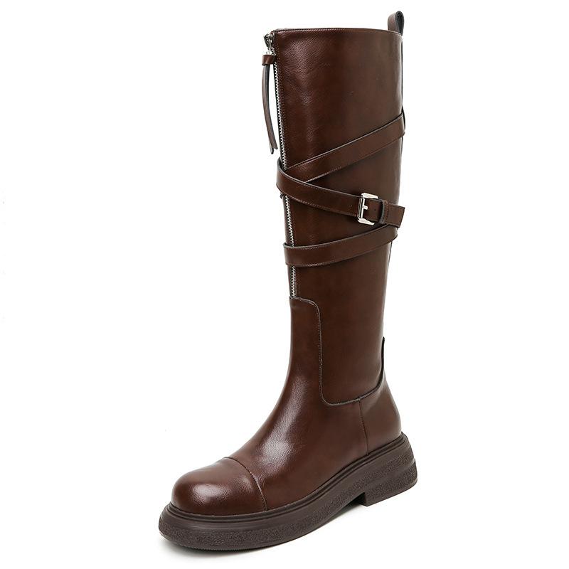 Maillard~ Hübsche Stiefel Damen lange Martin-Stiefel aber Knie Leder Herbst und Winter lange Stiefel hohe Lokomotivstiefel