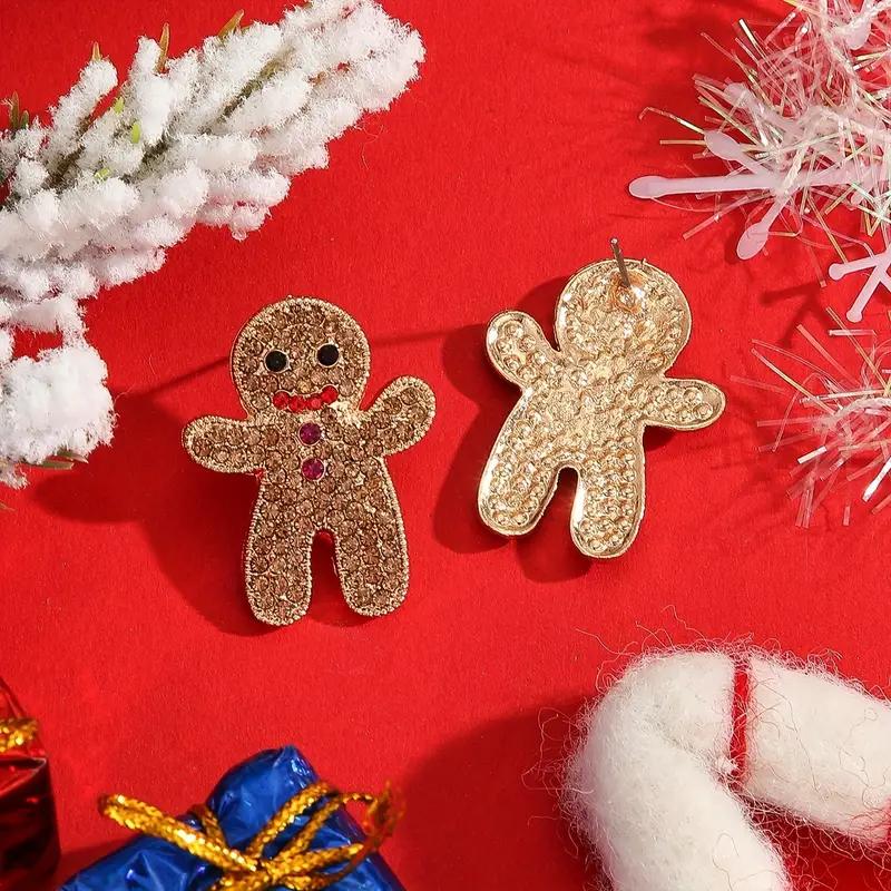 Cute Chic Gingerbread for Women Stud Earrings with Sparkling  - Perfect Christmas & Holiday Accessory for Women, Idea