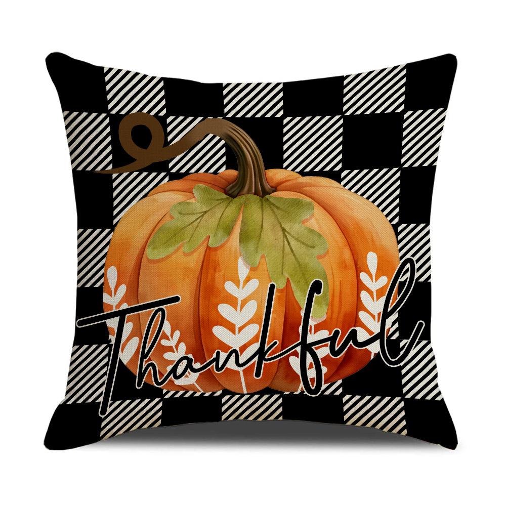 Autumn Plaid Letter Thanksgiving Pillowcase Home Sofa Pillowcase Bedroom Cushion Cover