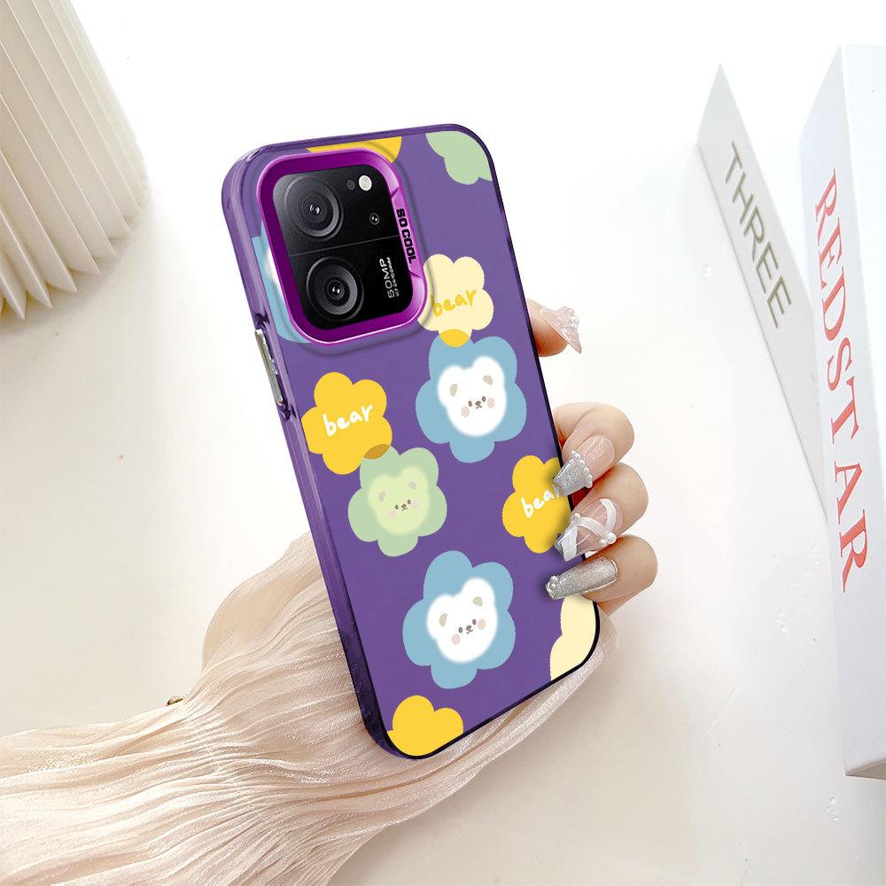 

Окрашенный узор, цветной серебристый, двухсторонний, жесткий, противоударный чехол для телефона Xiaomi Redmi Poco Redmi K40 Pro темно-фиолетового