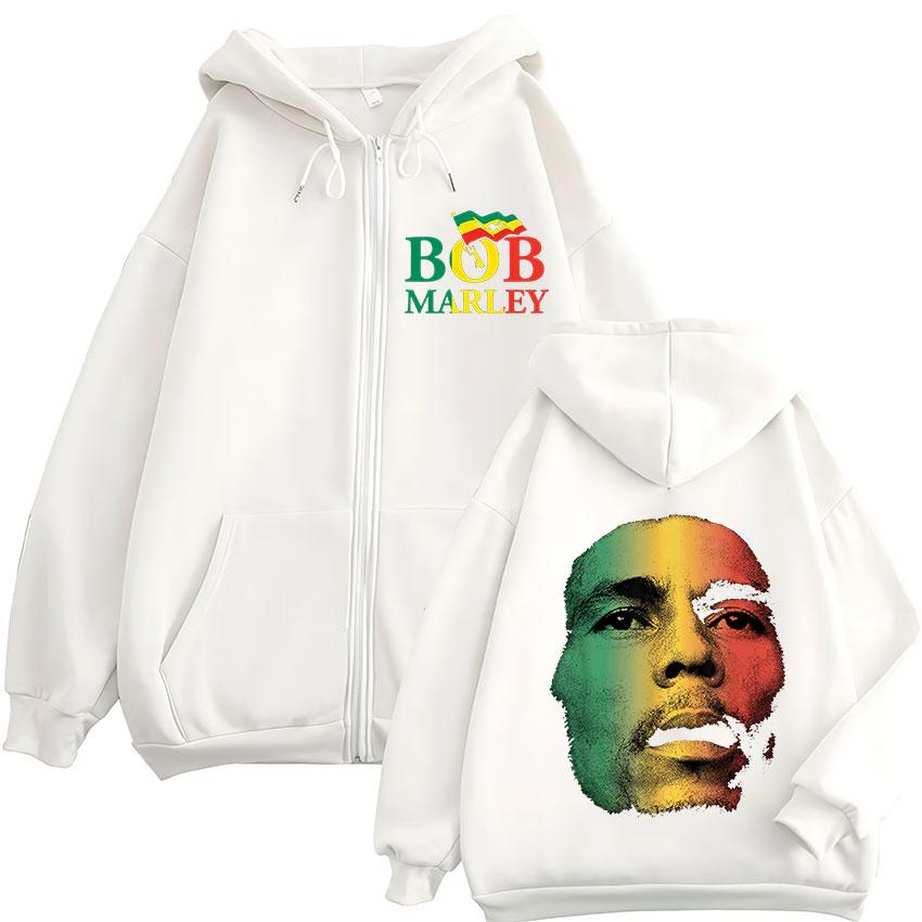Rapper Bob Marley Album Zipper Hoodie Men's Hip Hop Fans Pullover Zip Up Sweatshirt Man Loose Fashion Coats Clothing Hoodie
