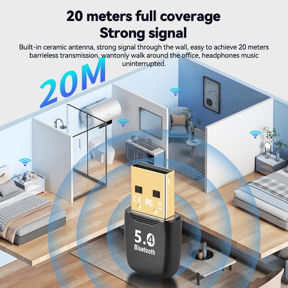 USB Bluetooth 5.4 Adapter Receiver Transmitter Drive Free for PC Speaker Wireless Mouse Keyboard Music Audio