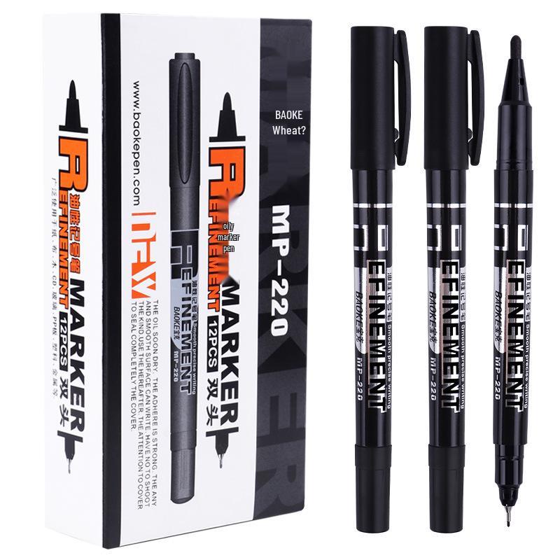BOKE MP220 Double-Ended Quick-Drying Waterproof Oil-Based Outliner and Border Art Pen.