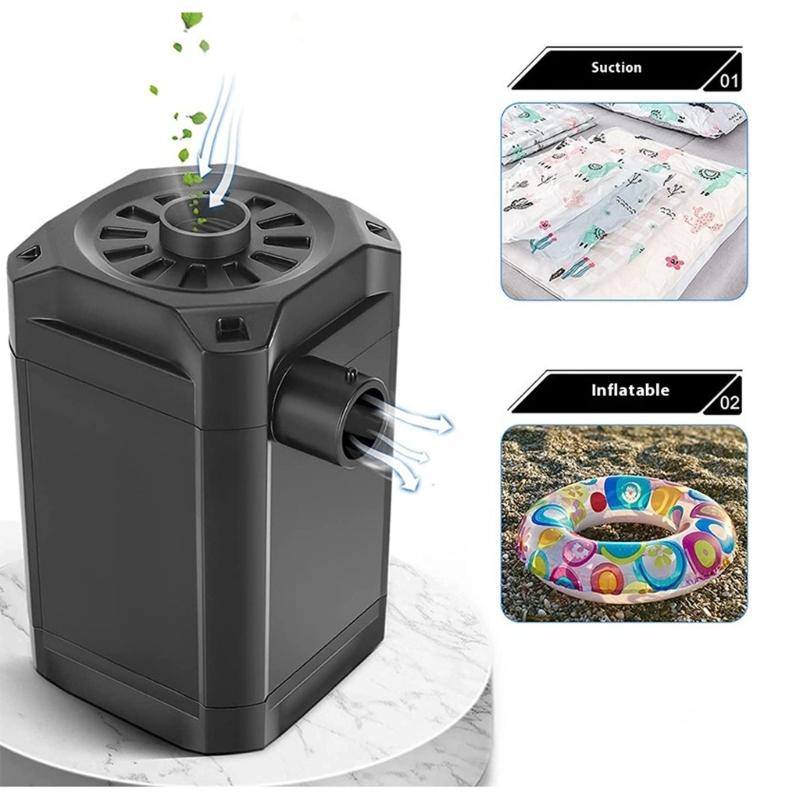 2 in 1 Portable Pump For Camping Equipment Fast Inflation Deflation Builtin Rechargeable Battery 5200mAh