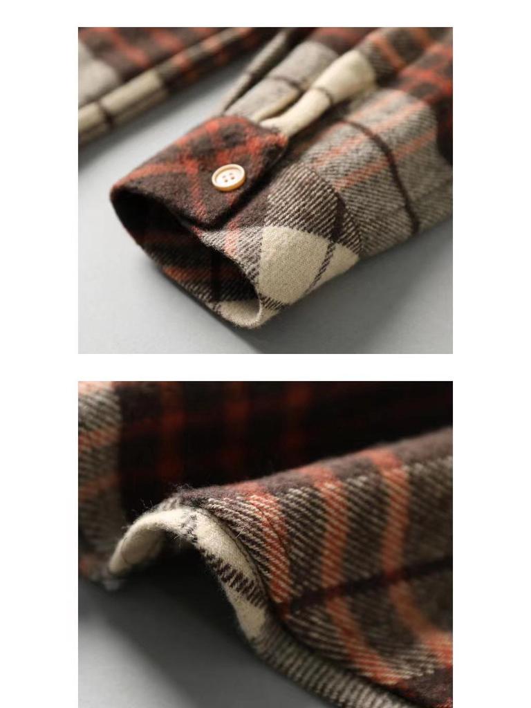 Women's Autumn 2025 Plaid Wool Mid-Length Loose Shirt