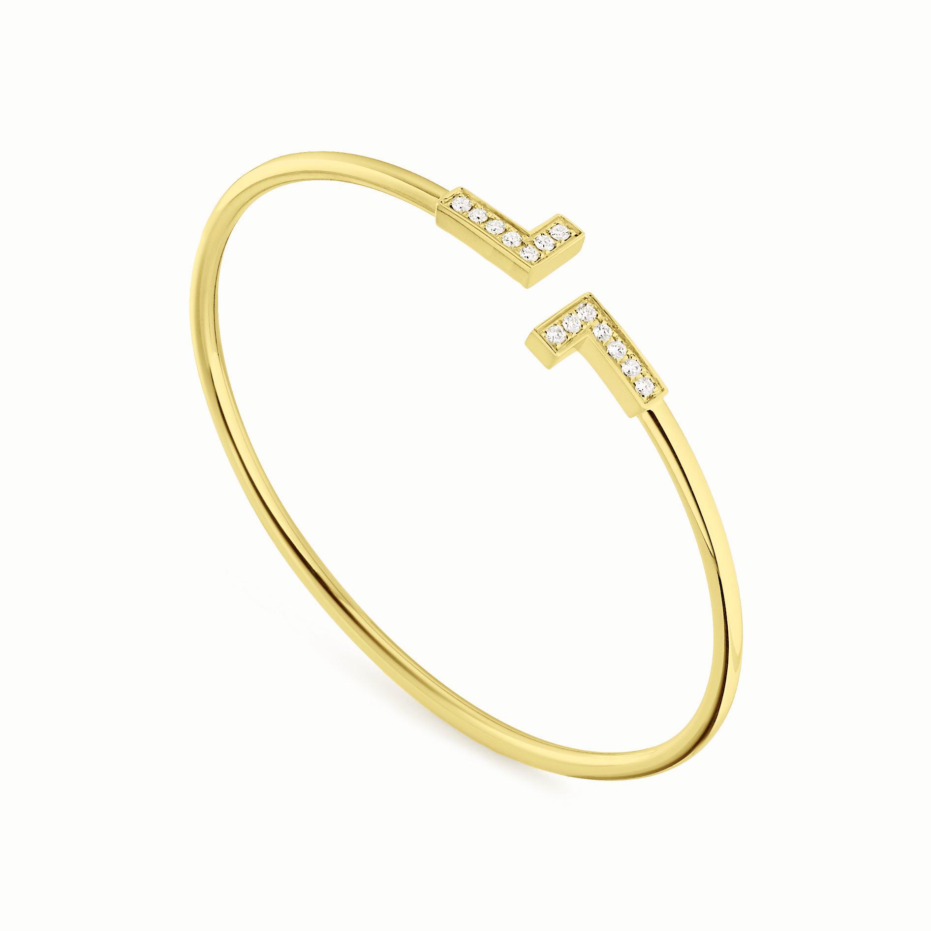 

Браслет Double T з відкритим краєм, інкрустований модним браслетом з діамантами