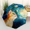 1pc "Cat Night" Auto Open/Close Leisure Umbrella, Portable Folding Umbrella for Travel, Themed Events, It Is Suitable As a Gift for Various Festivals,