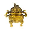 Brass animal head incense burner with lid, two dragons design, for indoor Buddhist shrines and tea ceremonies, sandalwood three-
