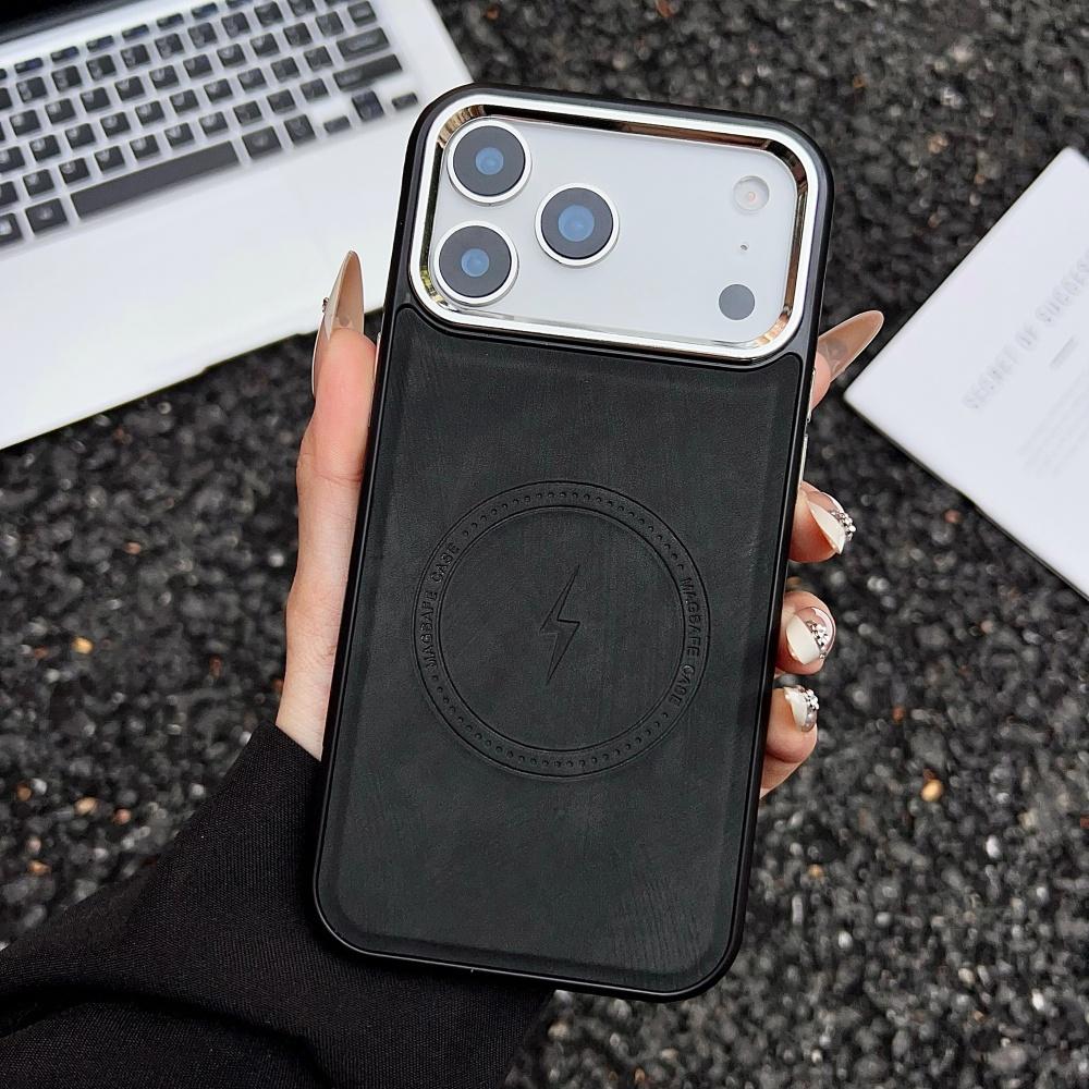 Luxury Lightning Charging Leather Texture Case For iPhone 17 Air 16 15 14 13 12 11 Pro Max Plus XS XR for Magsafe Magnetic Cover