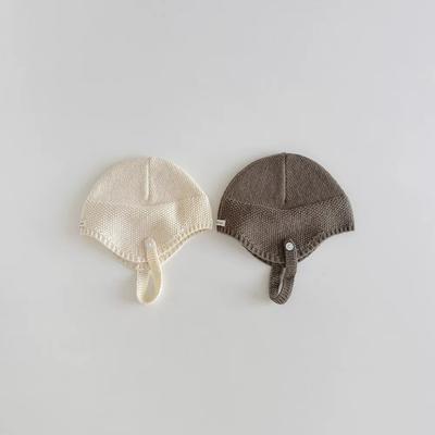 Soft Warm Fabric Knit Beanie Windproof Ear Cover Baby Hat Soft Pullover Hat  For Girls