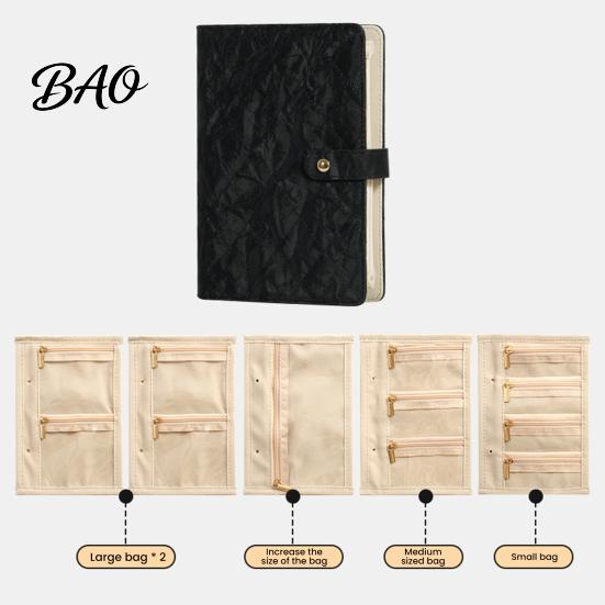 Protective Jewelry Storage Bag Book Set, PU Leather Travel Organizer, with 5 Removable Pages Soft Velvet Design, Pouch for Necklaces Rings Earrings