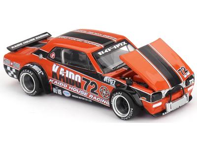 MINI GT Skyline RHD Racing V1 Orange with Black Stripes and Graphics Jun Kaido House Special Scale Diecast Model Car KHMG195 2000GT-R (KPGC10)