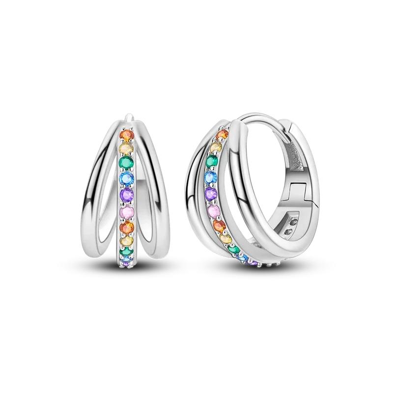 925 Sterling Silver Purple Series Feather Butterfly Dream Catcher Firefly Zircon Earrings for Women Luxury Jewelry Wedding Gift