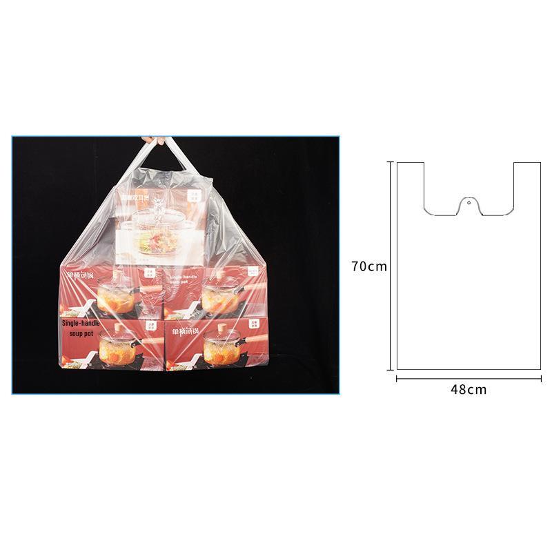Large White Transparent Plastic Tote Bags (40x60) – Thickened Vest-Style for Food