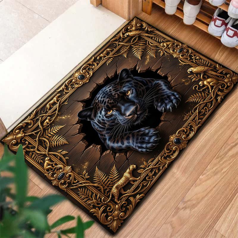 Animal drilling black panther Carpet Rug for Living Room Bedroom Home Sofa Decoration,Kids play Non-slip Floor Mat