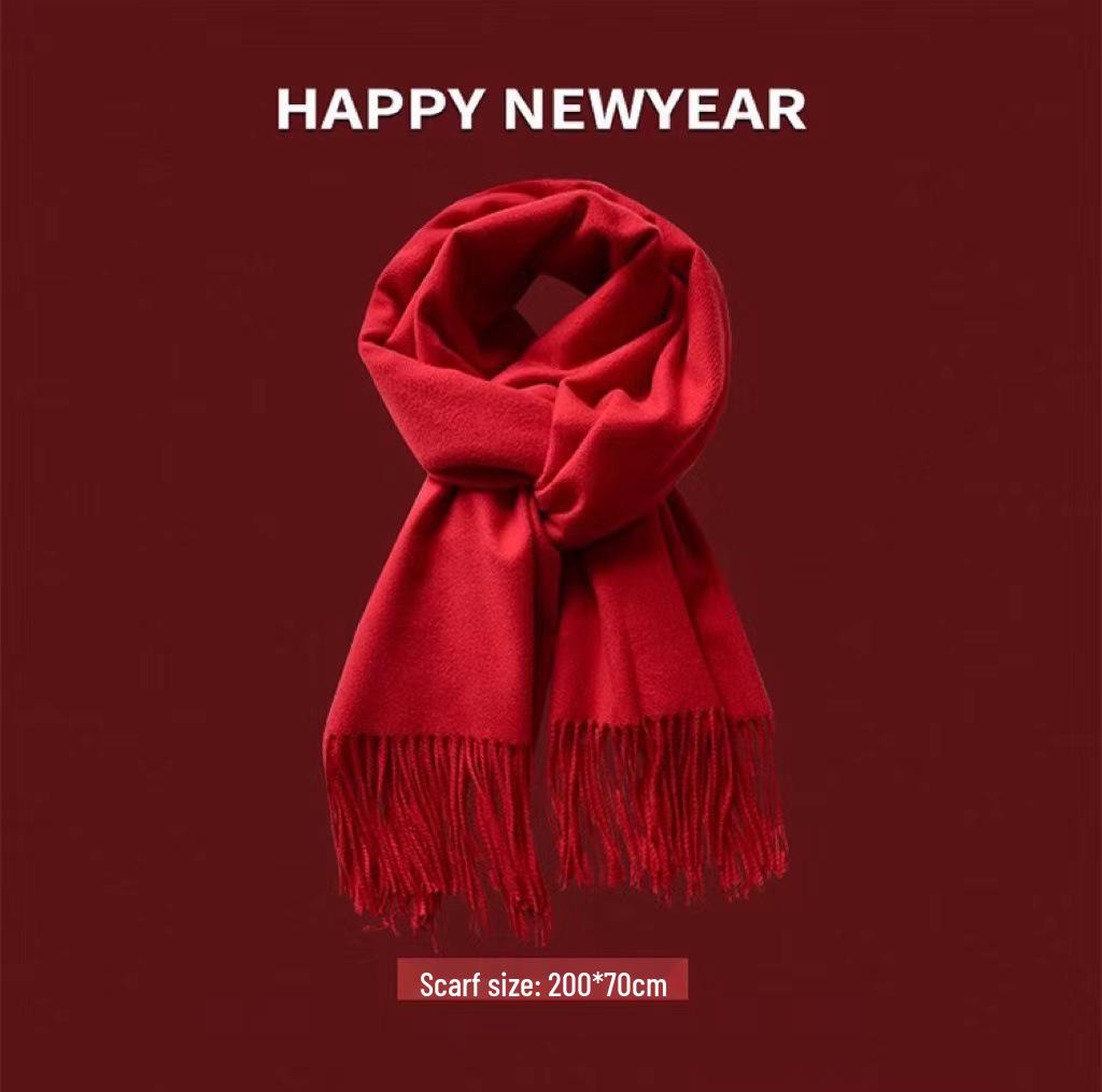 Red Plaid Scarf - Warm & Versatile Winter Gift for Women and Couples