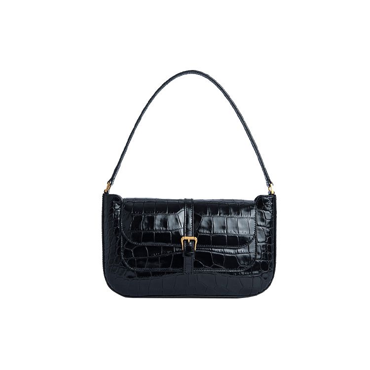 

By Far Miranda Crocodile Pattern Handbag Leather Shoulder Bag Women Handbags Black 19CRMDASBLDMED Basic Set (Bag+Dust Bag)