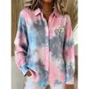 Retro Women's Oversized Shirt 3D Floral Print Minimalist Vintage-Style Casual Long-Sleeve Shirt Comfortable Collared Top
