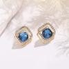S925 Sterling Silver Korean Zircon & Blue Diamond Stud Earrings - Elegant & Trendy Women's Fashion