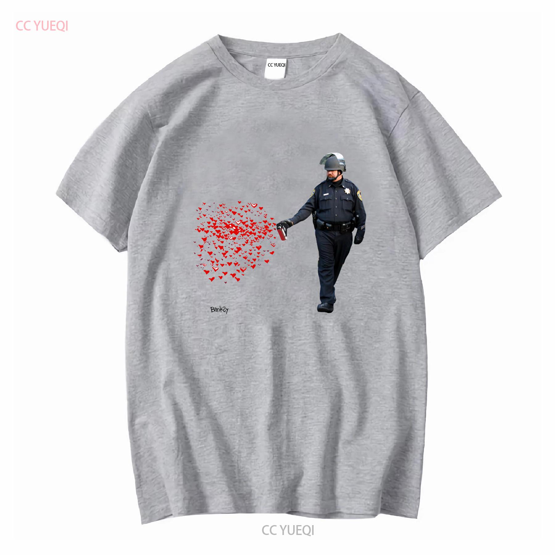 

Banksy Pepper Spray Cop Graffiti T shirt long or short sleeves vintage Washed Top For Everyday Wear designer clothes Soft homme S