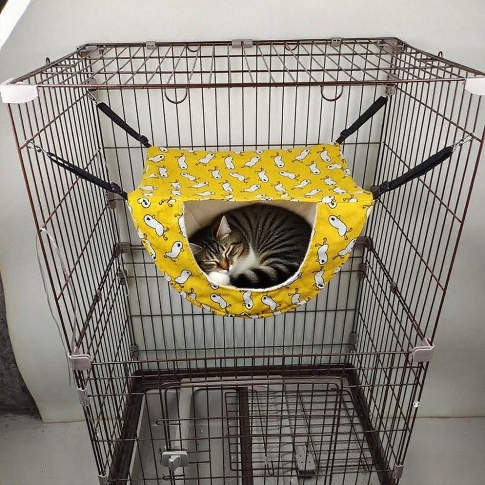 Breathable Cat Cage Hammock Adjustable Lanyard Cat Hanging Bed Kitten Swing Bed  Small Animal