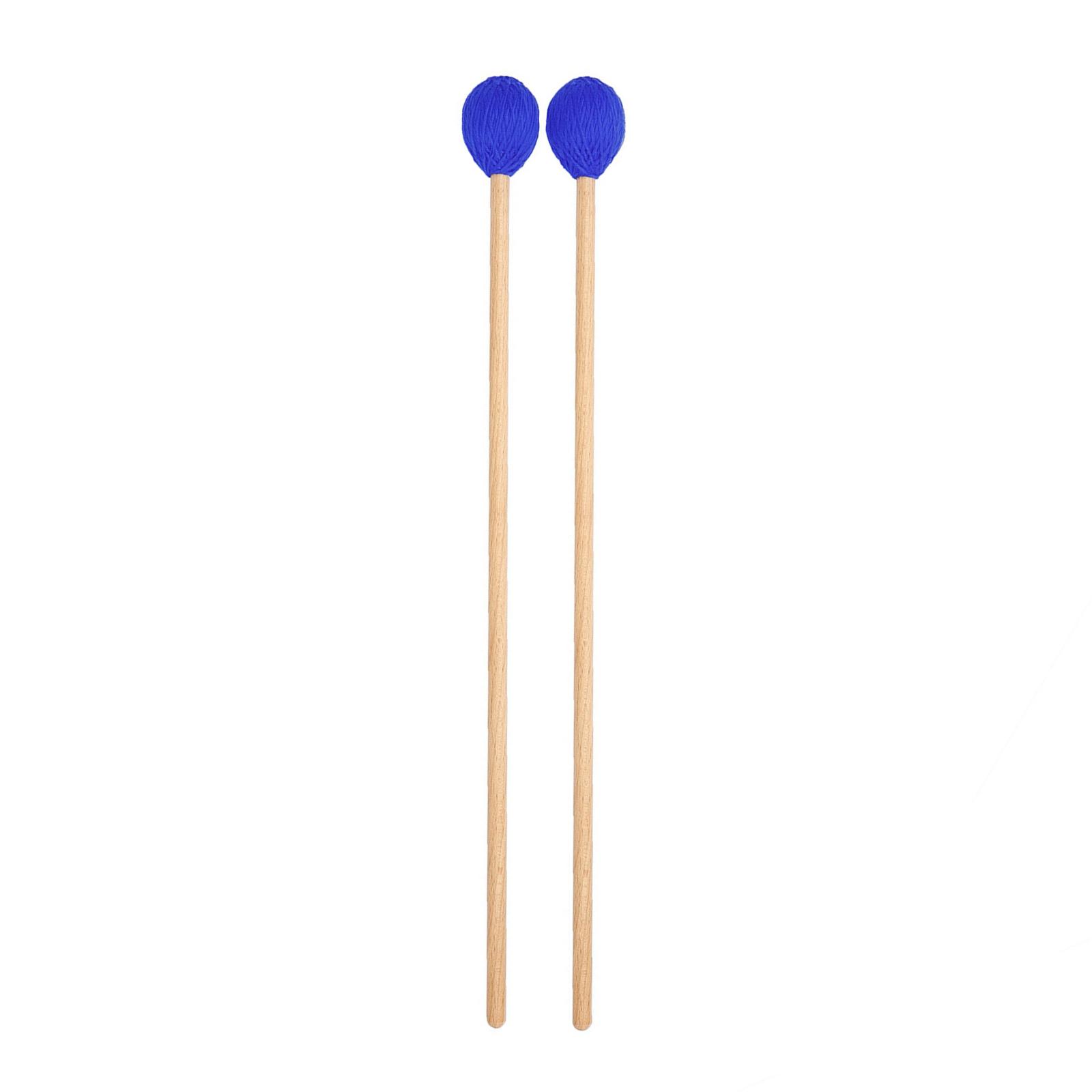 Marimba Mallets Medium Hardness Wool Heads with Maple Wood Handles for Xylophone and Marimba Playing Set of 2 One Size синий