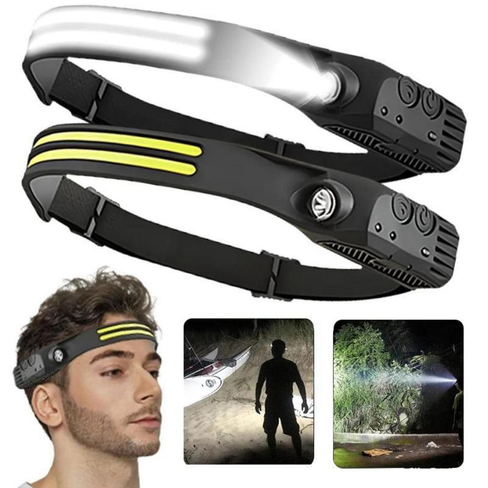 Induction LED COB Headlight Rechargeable Super Bright Work Light Motion Sensor Dimmable Head Lamp For Outdoor Camping Flashlight