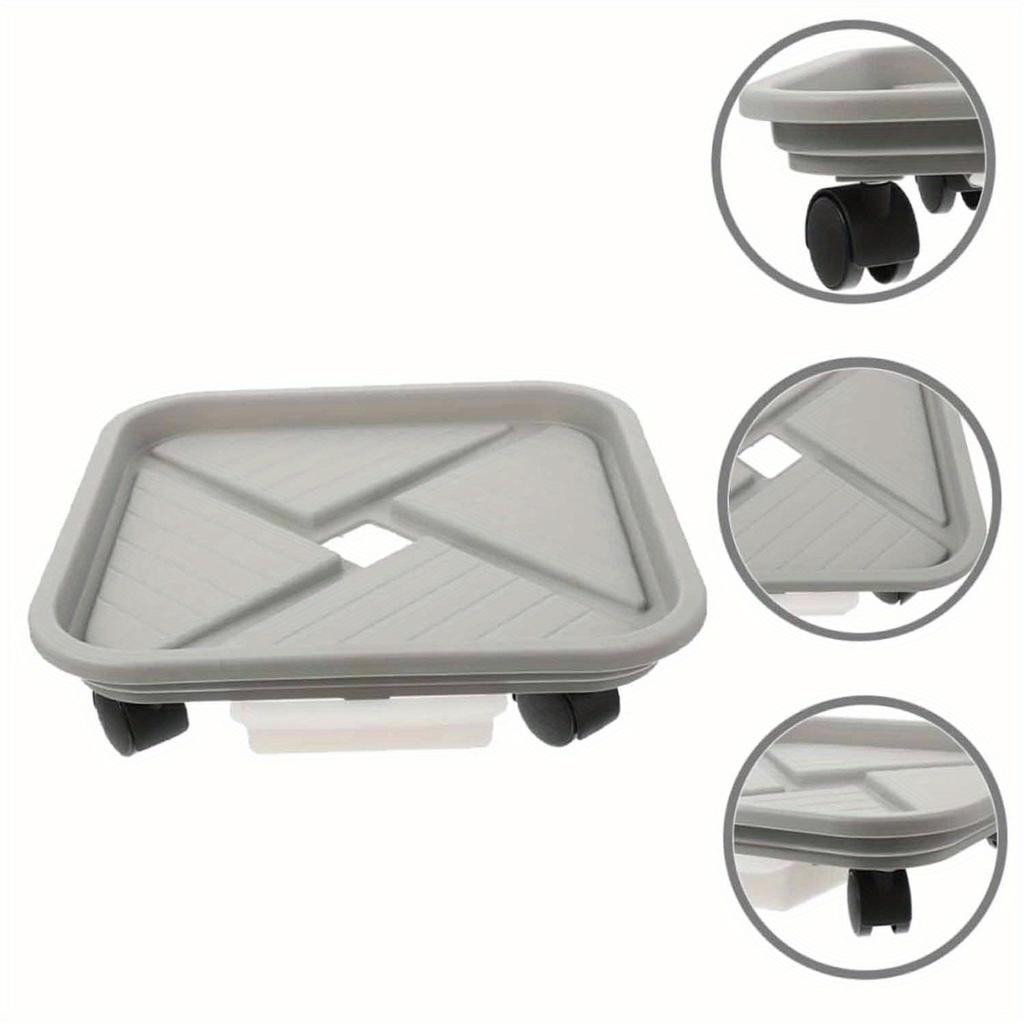 Klatka na kulę roślinną z czterema kółkami i tacą ociekową, Kwadratowy wózek do doniczek, Mobilny stojak na rośliny ogrodowe na kółkach