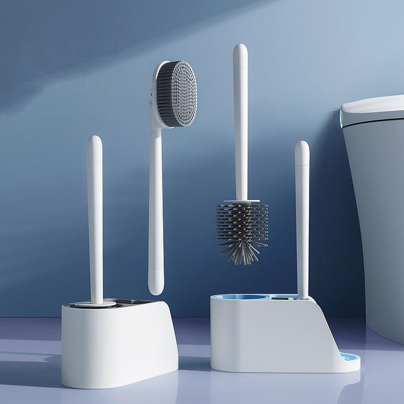 Toilet Bowl Brush 3-In-1 Toilet Cleaning Brush Cleaner Silicone Toilet Brush Set Quick-Drying Toilet Brushes & Holders For