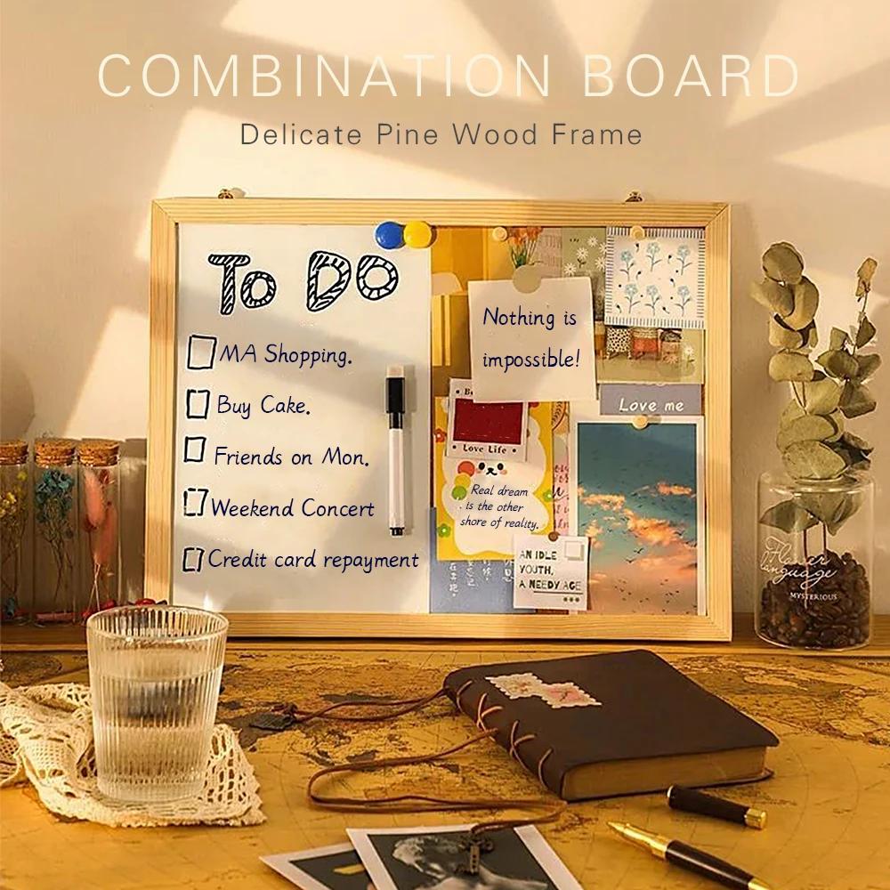 1PC 30x40cm Message Cork Board with Wood Frame Combination Bulletin Magnetic Marker Whiteboard And Drawing Board for Home Office