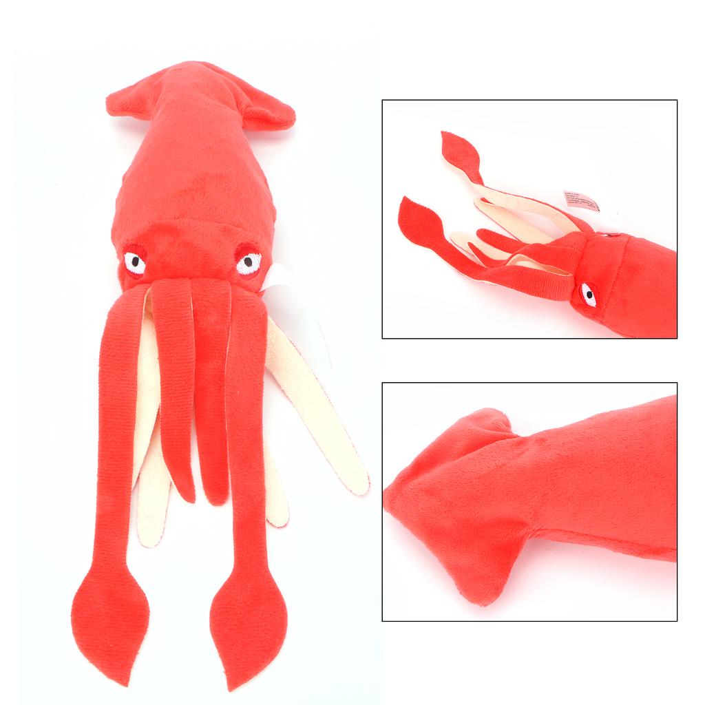 Pet Plush Vocal Toy Little Pig Biting Squeaky Interative Plaything Pet Soft Giggle ToyMedium Red Squid