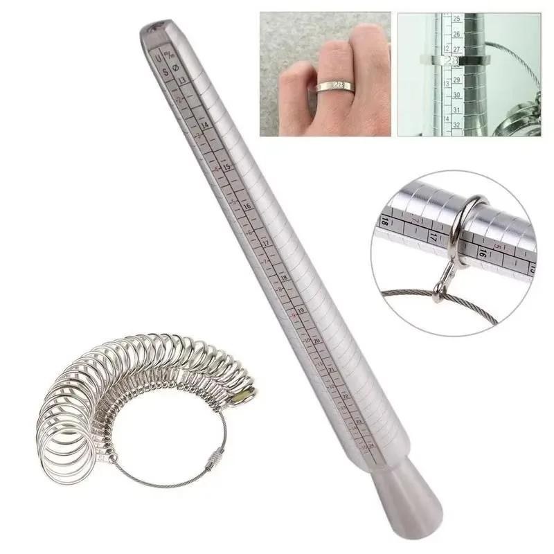 US-Standard Ringgrößenmesser Messwerkzeug Multifunktions Fingergrößenmesser Einstellbare Korrektur Kunststoff Ringgrößen-Kit